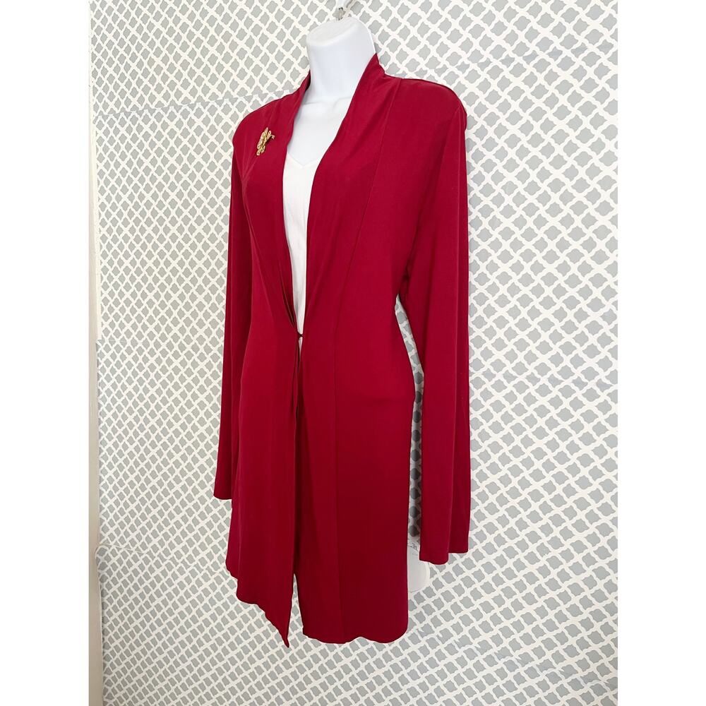 J JILL Red Longline Cardigan Open Front Lightweight Sweater M - Picture 5 of 8